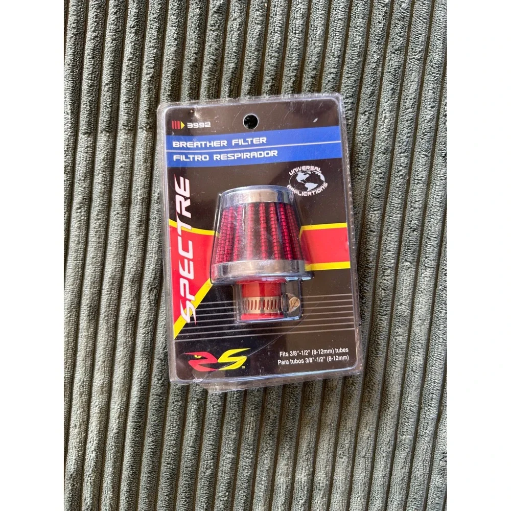 Spectre 3992 Red Universal Breather Filter Fits 3/8 to 1/2 Inch Tubes With Clamp